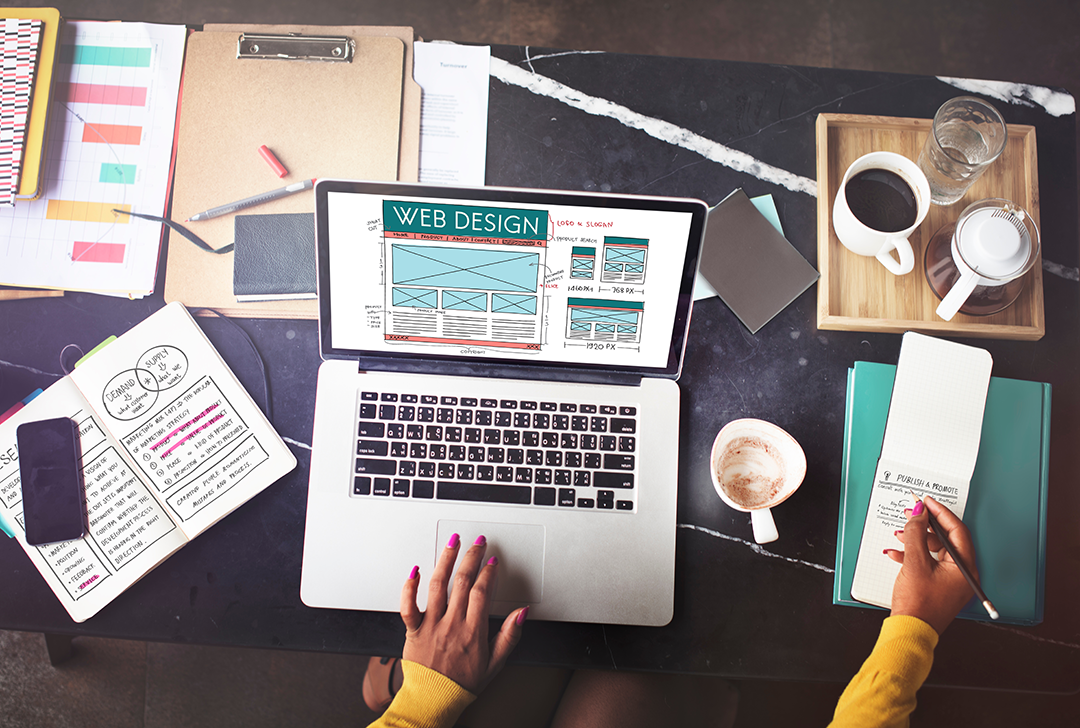 Woman working on laptop